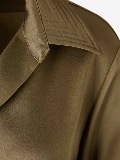 Dries Van Noten Celinta Satin Button-up Shirt In Brown