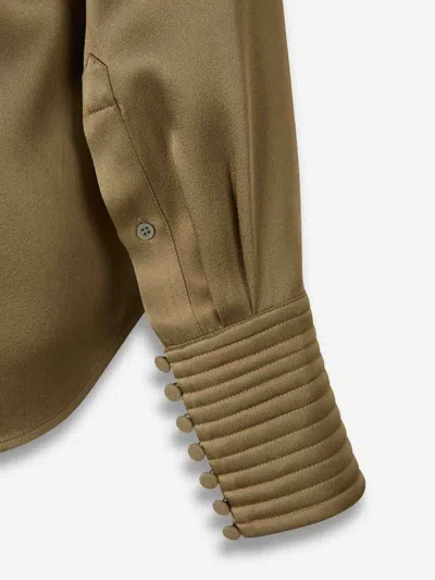 Dries Van Noten Celinta Satin Button-up Shirt In Brown