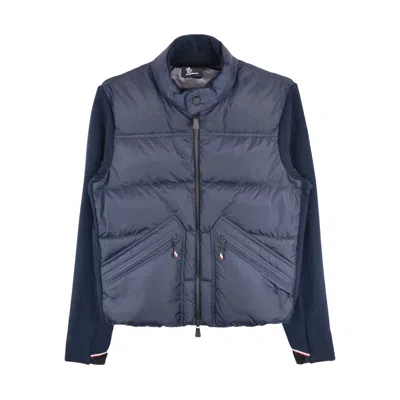 Moncler Grenoble Quilted Zip Up Cardigan In Navy Blu In Blue
