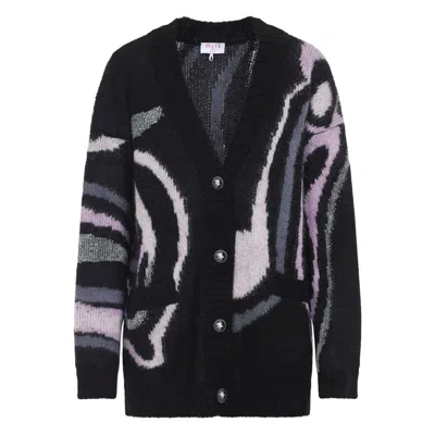 Pucci Embroidered Mohair Blend Oversize Cardigan In Black