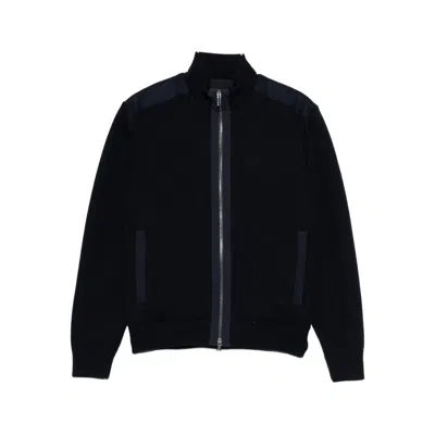 Paul & Shark Zip-up Wool Cardigan In Black