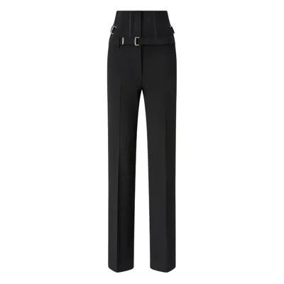 Pinko High Waist Straight Leg Trousers With Belt In Black