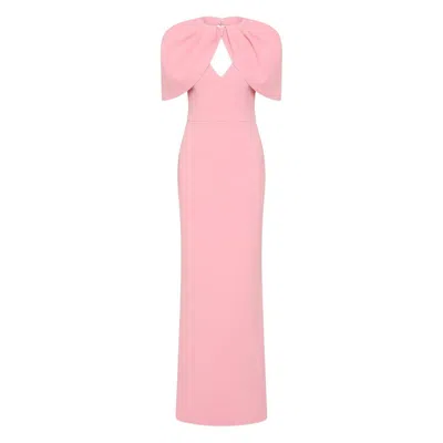 Rebecca Vallance Xena Petal-sleeve Keyhole Gown In Pink