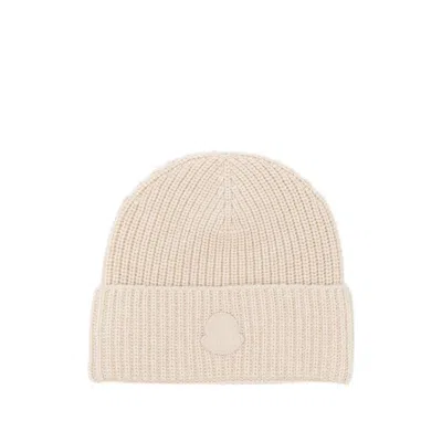 Moncler Cashmere Ribbed Knit Beret With Turn-up Brim In Neutral