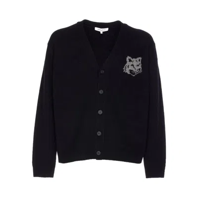 Maison Kitsuné Black Fox Head Cardigan With Buttons Closure In Black