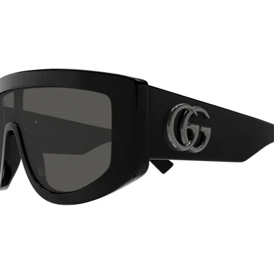 Gucci Black-black-grey Recycled Acetate Sunglasses In Black