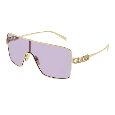 Gucci Gg1936s Linea Name Of Brand 005 Gold Violet Sunglasses In Gold