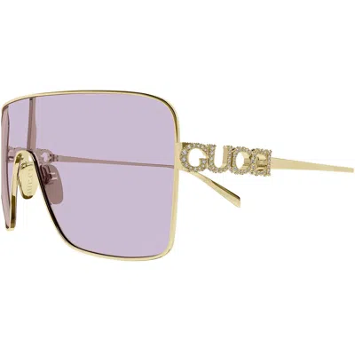 Gucci Gg1936s Linea Name Of Brand 005 Gold Violet Sunglasses In Gold