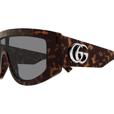 Gucci Gg Extruded 99mm Acetate Shield Sunglasses In Black