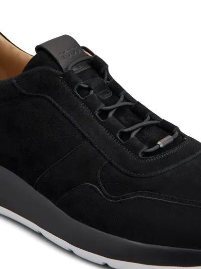 Tod's Red Dot Sneakers In Pashmy Suede Shoes In Black