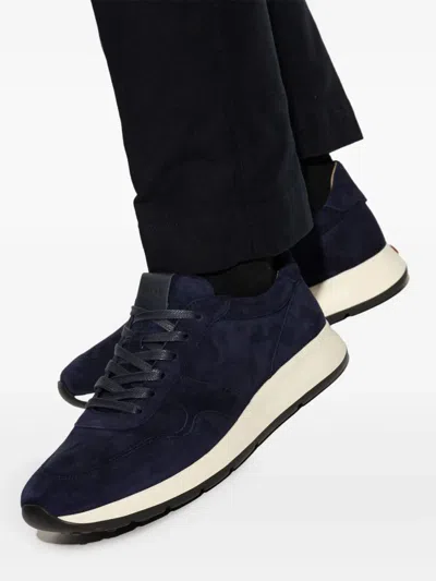 Tod's Red Dot Sneakers In Pashmy Suede Shoes In Blue
