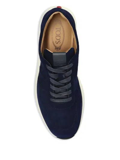 Tod's Red Dot Sneakers In Pashmy Suede Shoes In Blue