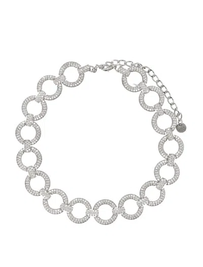 Self-portrait Crystal Link Choker Necklace In Gray