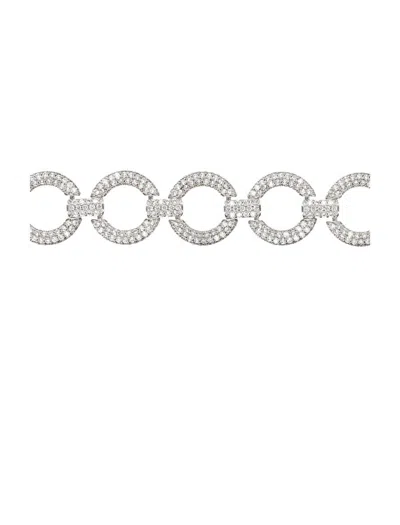 Self-portrait Crystal Link Choker Necklace In Gray