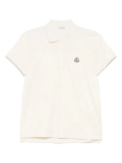 Moncler Logo Patch Cotton Pique Polo Shirt Clothing In White