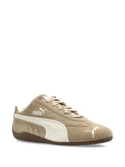 Puma Speedcat Elevated Beige Sneakers With Logo Print On The Side And Logo Lettering On The Side In Suede In Brown