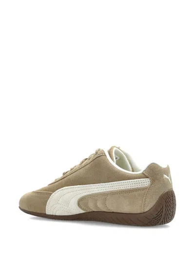 Puma Speedcat Elevated Beige Sneakers With Logo Print On The Side And Logo Lettering On The Side In Suede In Brown