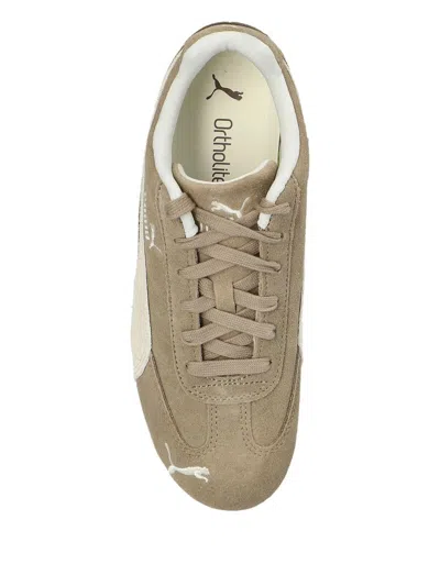 Puma Speedcat Elevated Beige Sneakers With Logo Print On The Side And Logo Lettering On The Side In Suede In Brown