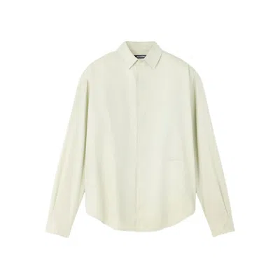 Jacquemus Simon Green Shirt With Logo Lettering On The Front In Cotton Man In Green