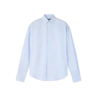 Jacquemus Simon Light Blue Shirt With Logo Lettering On The Front In Cotton Man In Blue