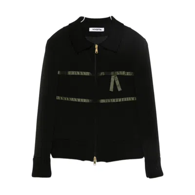 Vivetta Ribbon-detail Zip-up Jacket In Black