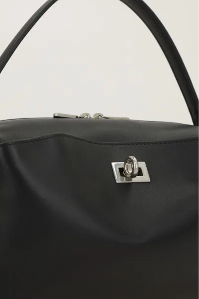 Balenciaga Rectangular Leather Handbag Top Handle In Black