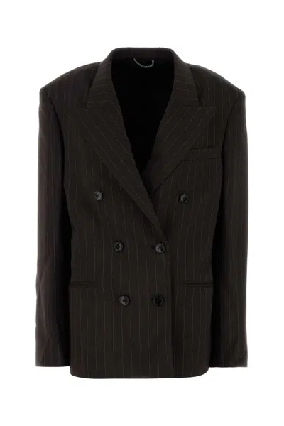 Magda Butrym Embroidered Wool Blend Blazer In Brown