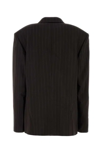 Magda Butrym Embroidered Wool Blend Blazer In Brown