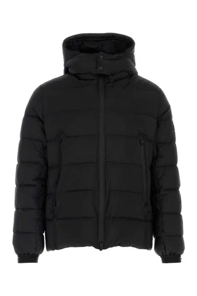 Tatras Domiziano Black Down Jacket With Fixed Hood And Logo Patch On The Sleeve In Tech Fabric Man In Black
