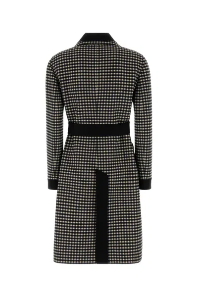 Valentino Womens Avorio Nero Gingham-pattern Wool And Cashmere-blend Coat In Black