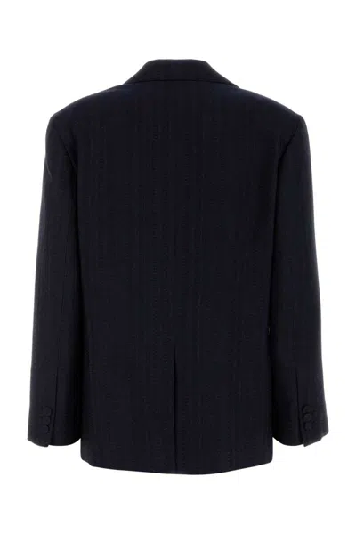 Dries Van Noten Embroidered Wool Blend Birdys Blazer In Blue