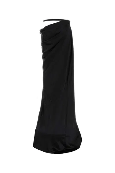 Tom Ford Satin Long Skirt In Black
