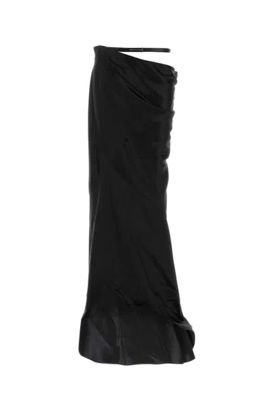 Tom Ford Satin Long Skirt In Black