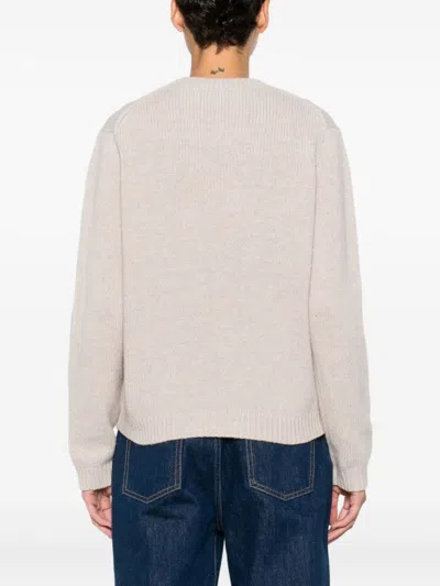 Maison Kitsuné Dressed Fox Intarsia Wool Jumper Knitwear White In White