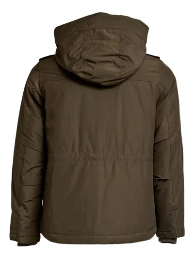 Woolrich Hooded Parka With Drawstring Waist And Pockets In Brown