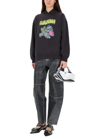 Ganni Isoli Oversized Phantom Sweatshirt In Black