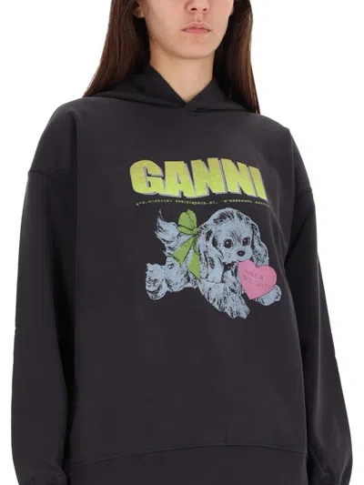 Ganni Isoli Oversized Phantom Sweatshirt In Black