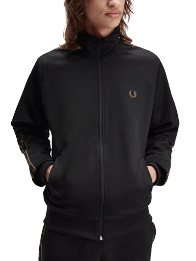 Fred Perry Ribbed Cuff Jacket Featuring Side Pockets In Black