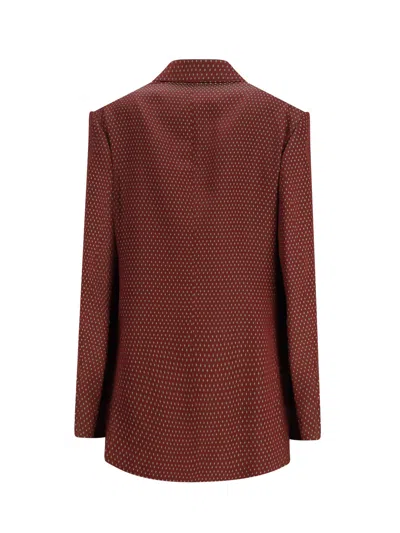 Dries Van Noten Bafya Double-breasted Patterned Blazer In Burgundy