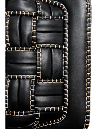 Themoirè Rectangular Woven Clutch Contrast Stitching In Black