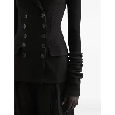 Dolce & Gabbana Black Double-breasted Wool Cloth Jacket In Black
