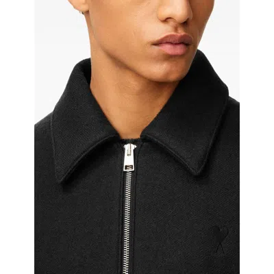 Ami Alexandre Mattiussi Corduroy Ami De Coeur Padded Zipped Jacket In Black