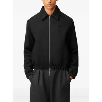 Ami Alexandre Mattiussi Corduroy Ami De Coeur Padded Zipped Jacket In Black