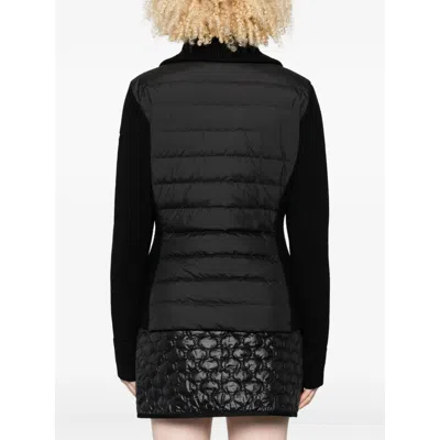 Moncler Black Wool And Polyester Cardigan In Black