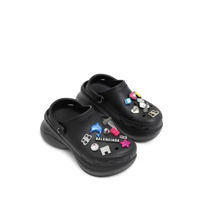 Balenciaga Women Crocs Jibbitz Sandals In Black