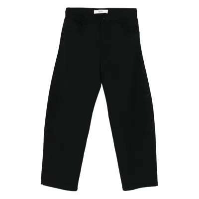 Séfr Cropped Wide-leg Pants With Five-pocket Design And Distinctive Branding In Black