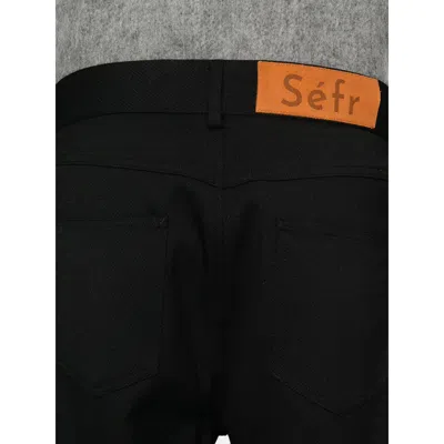 Séfr Cropped Wide-leg Pants With Five-pocket Design And Distinctive Branding In Black