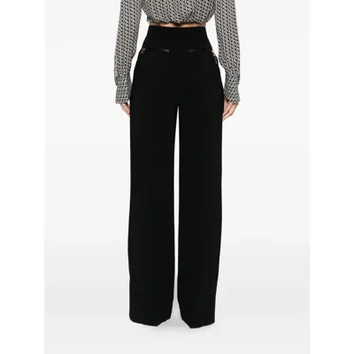 Elisabetta Franchi Large Leg Trousers With Folds In Black