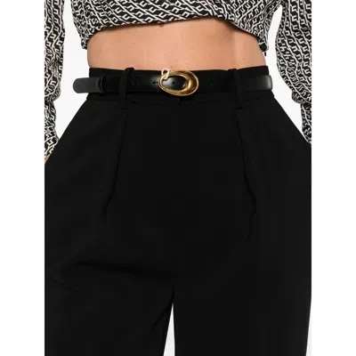 Elisabetta Franchi Large Leg Trousers With Folds In Black