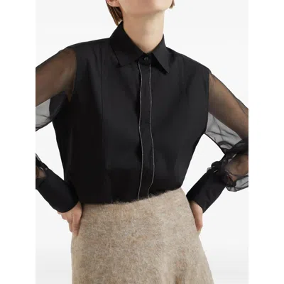 Brunello Cucinelli Women Cotton Blend Shirt In Black